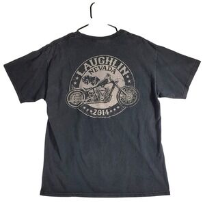 Hot Leathers Laughlin Nevada 2014 Motorcycle Graphic T Shirt Men's Large